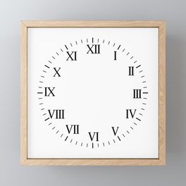 White Clock with black Roman Numbers : Roman Clock Framed Mini Art Print