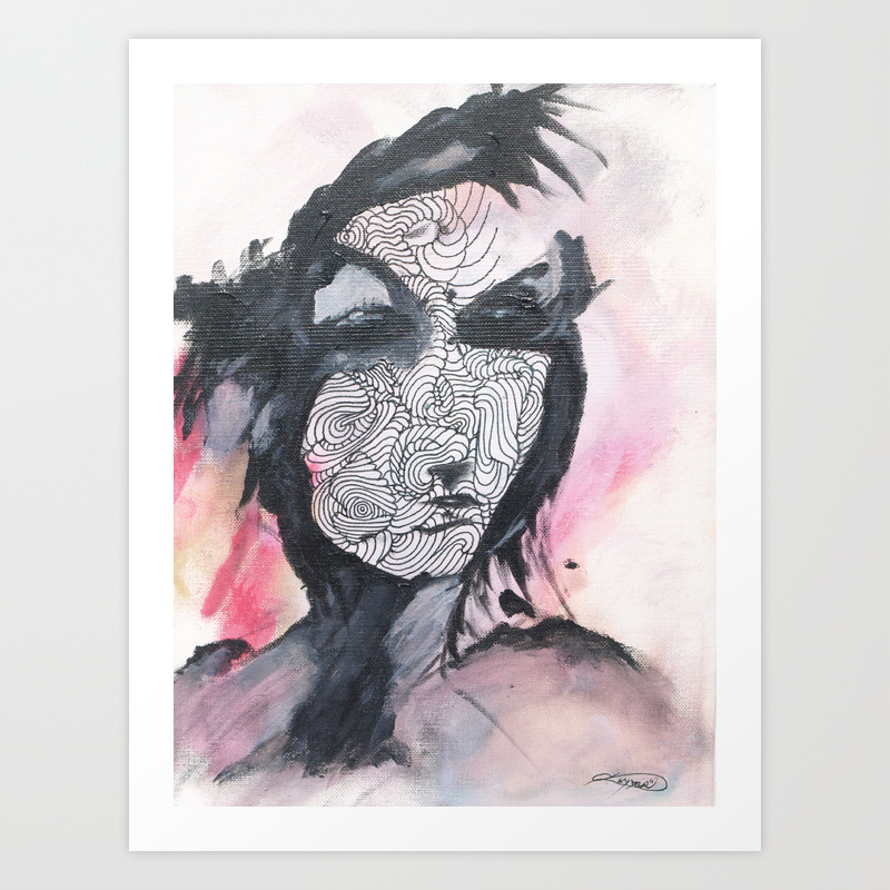 Abstract Face Original Acrylic Painting On Canvas Art Print By Justinsnyder Society6