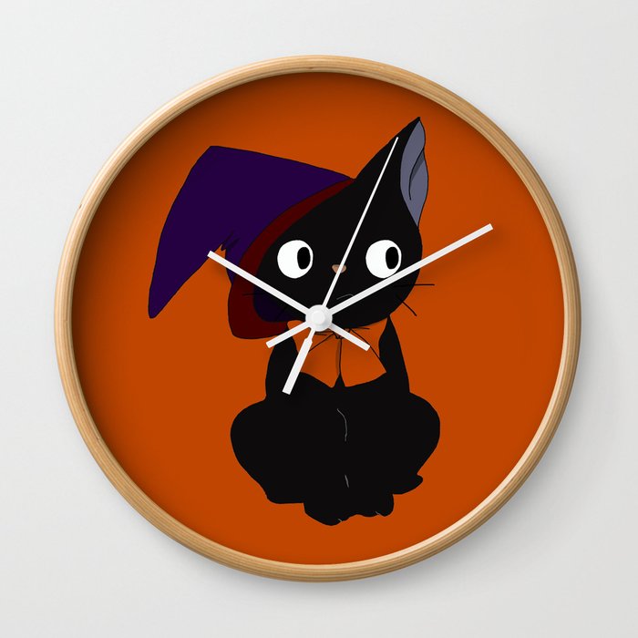 Witch Cat Wall Clock
