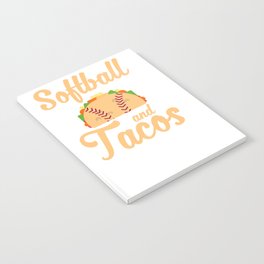 Cute Softball and Tacos Novelty Soft Ball Player Notebook