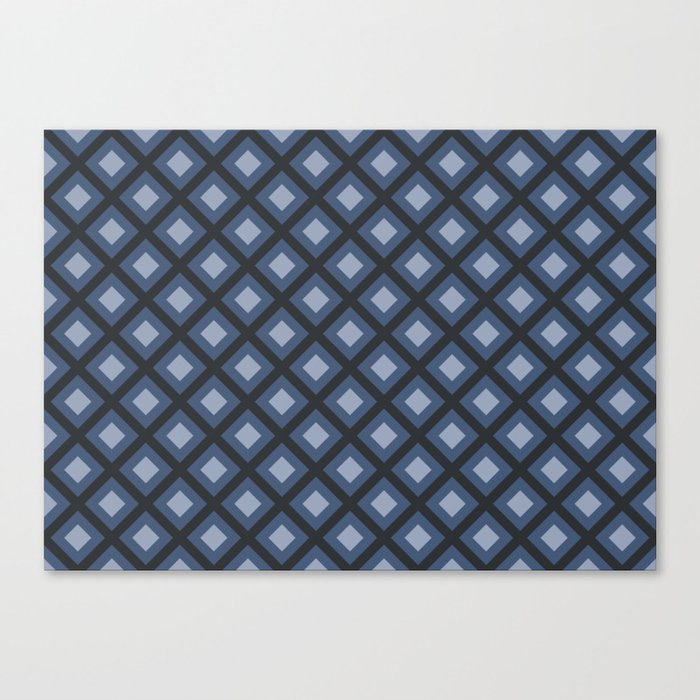 Blue and Gray Zigzag Square Checker Pattern Canvas Print by pipafineart Society6