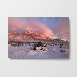 Sun setting in the winter of the Organ Mountains Metal Print