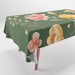 Forest Green Wild Flower Folk Garden Tablecloth