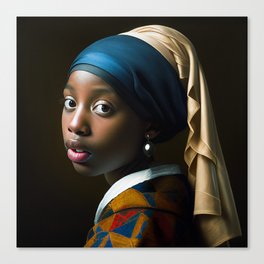 Dark girl with the pearl earring, after Johannes Vermeer Canvas Print