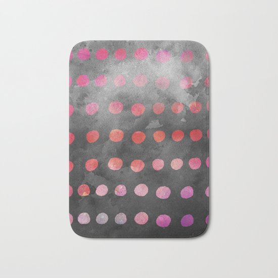 Watercolor Dot Pattern Pink Bath Mat