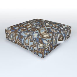 Paper Cut Craters - Slate, Denim Blue, Brown, Ivory Outdoor Floor Cushion
