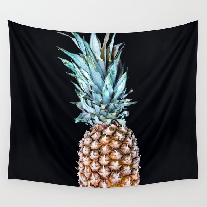 Pineapple On A Black Background #decor #society6 #buyart Wall Tapestry