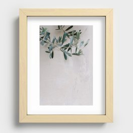 Olive twig on a pastel colored wall in Italy | Fine art photography in Toscany| Travel photography Europe | Pastel tones Recessed Framed Print