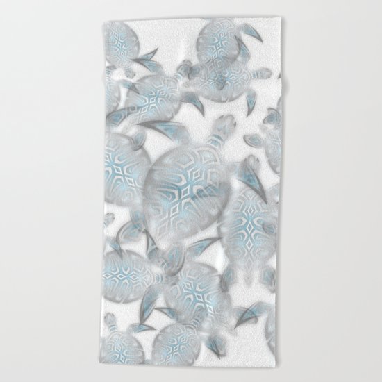 Silver Turtles Pattern Beach Towel