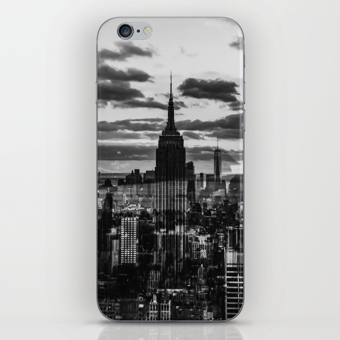 New York City Manhattan skyline at sunset black and white iPhone Skin
