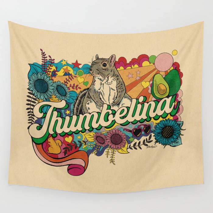 Little Thumbelina Girl: "Groovy Thumb" Wall Tapestry