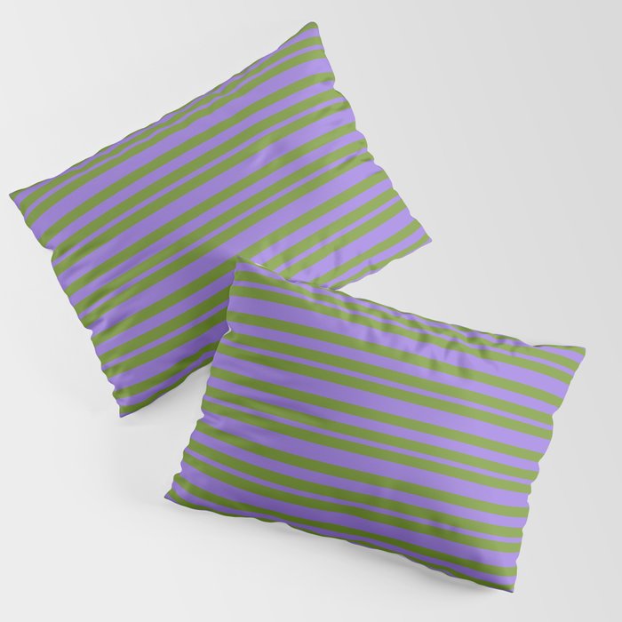 Green and Purple Colored Lines Pattern Pillow Sham