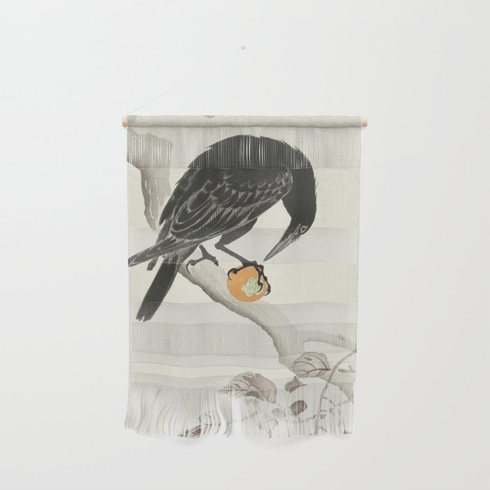 Koson Ohara - Crow with Kaki Fruit - Japanese Vintage Ukiyo-e Woodblock Painting Wall Hanging