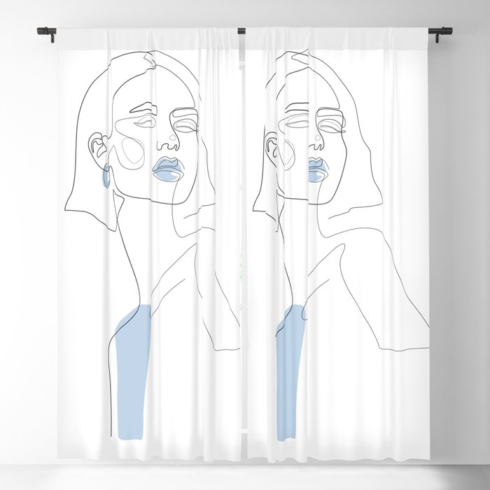 Blue Sky Beauty / Girl portrait drawing Blackout Curtain