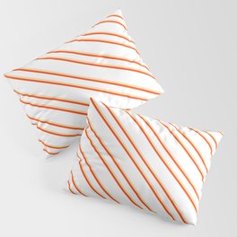 [ Thumbnail: White, Tan, and Red Colored Stripes/Lines Pattern Pillow Sham ]