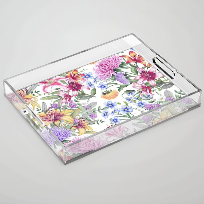 FLORAL WATERCOLOR 10 Acrylic Tray