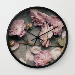 Dusty Pink Roses Wall Clock