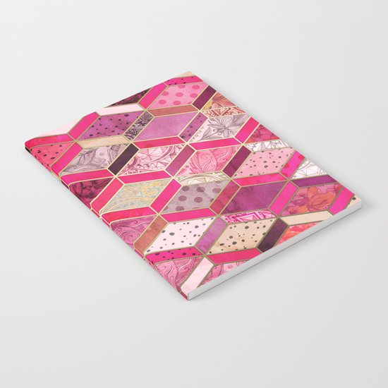 Wild Pink & Pretty Diamond Patchwork Pattern Notebook