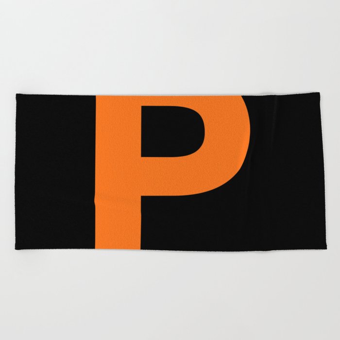 Letter P (Orange & Black) Beach Towel