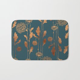 Art Deco Copper Flowers  Badematte | Spring, Abstract, Botanical, Artdeco, Retro, Modern, Pattern, Wildflowers, Floral, Graphicdesign 