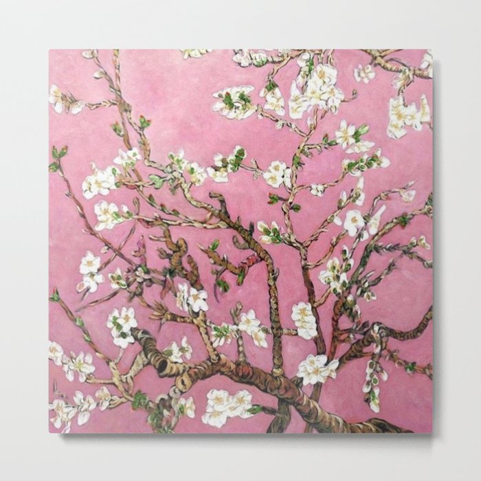 Vincent van Gogh Blossoming Almond Tree (Almond Blossoms) Pink Sky Metal Print