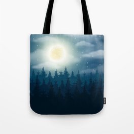 Magical Midnight Moon Misty Forest Tote Bag