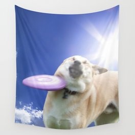 Frisbee Dog Wall Tapestry