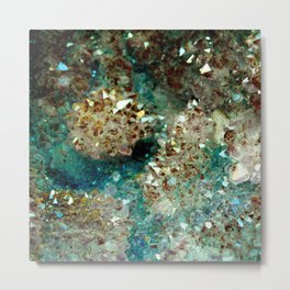SPARKLING GOLD AND TURQUOISE CRYSTAL Metal Print
