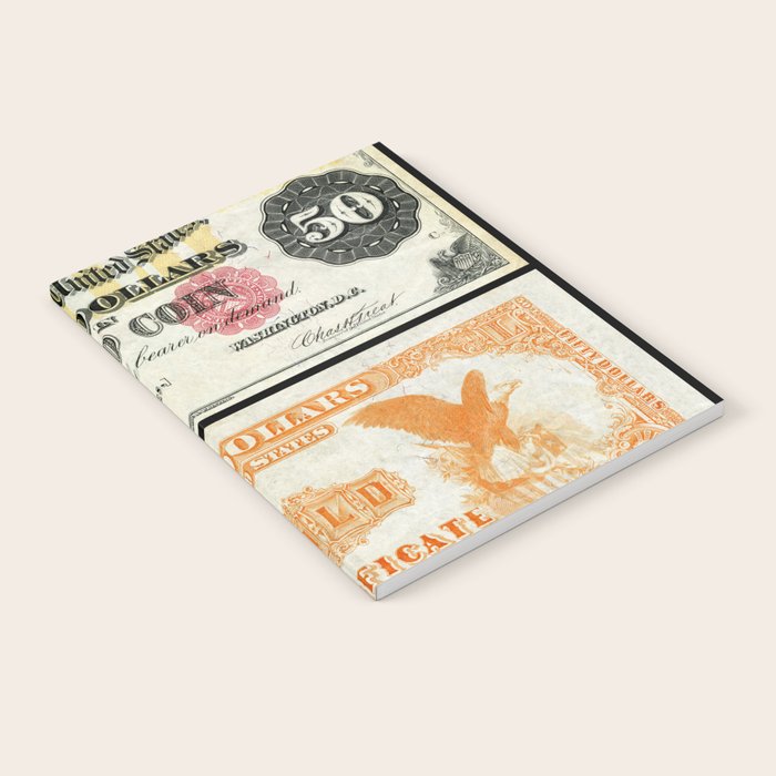 1882 US 50 Dollar Gold Certificate Wall Art Notebook by Jeanpaul Ferro