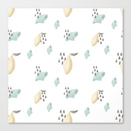 Abstract print with lemon and black dots Canvas Print