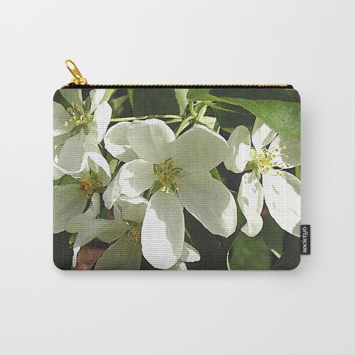 White Flowers Carry-All Pouch