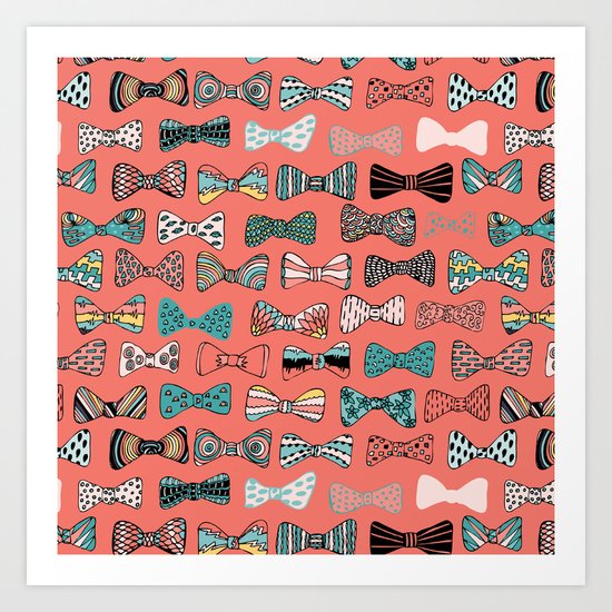 Bow tie geek in pink Art Print