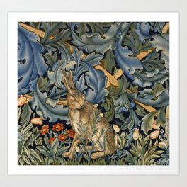 William Morris Forest Rabbit Floral Art Nouveau  Art Print