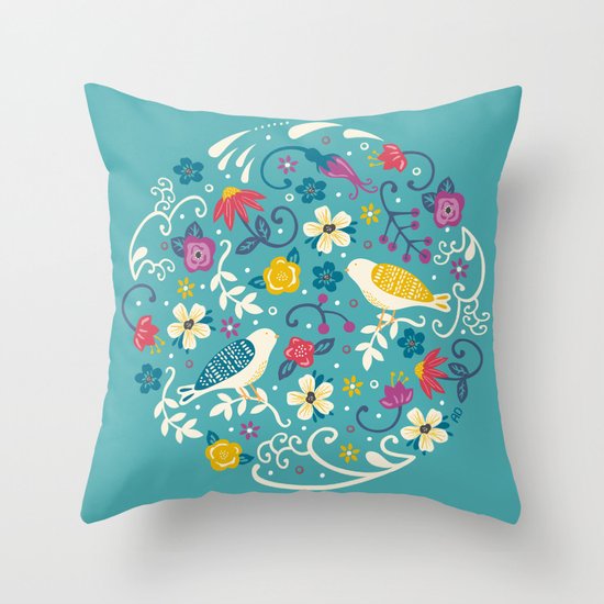 Garden Birds Throw Pillow