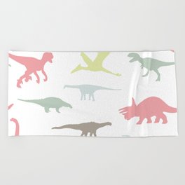 Colorful cute dinosauruses Beach Towel