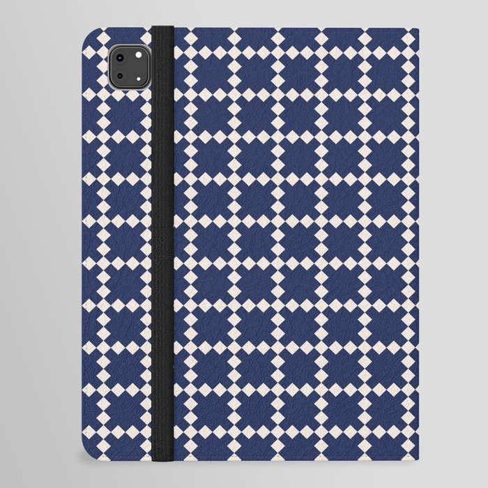 Geometric retro navy blue pattern iPad Folio Case