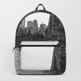 Stone Arch Bridge and Minneapolis Skyline Black and White Backpack | Skyline, Nature, Mpls, Urban, Photo, Architecture, Curated, Minnesota, Travel, Stone Arch Bridge 