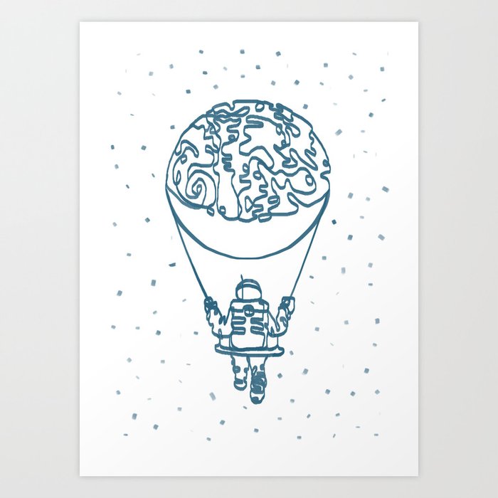 Moon Swinging Astronaut Line Art Print Poster Painting Drawing Art Print By Arsalanes Society6