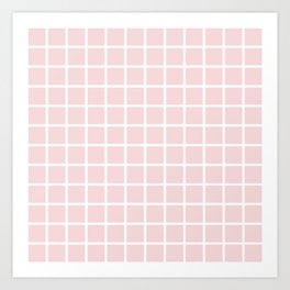 Simply Minimalistic Grid Line Pattern - Pink & White - Mix & Match with Simplicity of Life Art Print