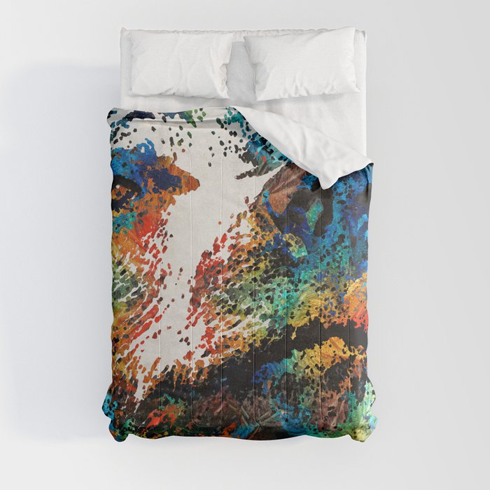 Colorful Bear Art - Bear Stare - By Sharon Cummings Comforter