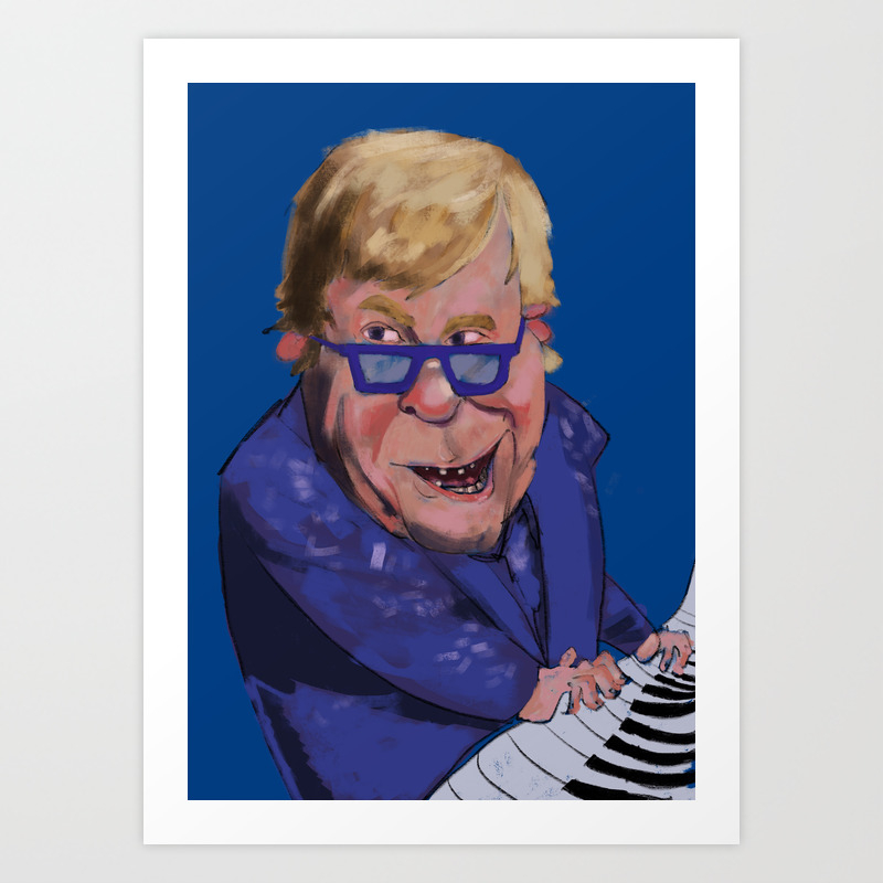 Caricature Of Elton John Art Print By Bojangligorevic Society6