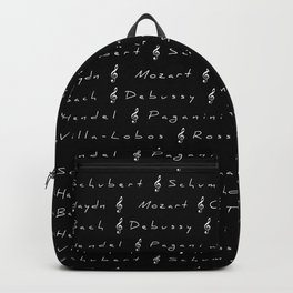 Classical Music Composers, pattern, black bg Backpack
