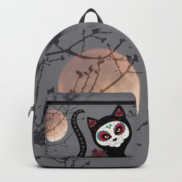 Sugar Skull Black Cat Backpack | Animal, Sugarskull, Cats, Cat, Dayofthedeadcat, Pets, Moon, Feline, Halloween, Graphicdesign 