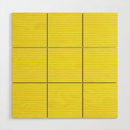 White Lines On A Yellow Background, Line Pattern Wood Wall Art