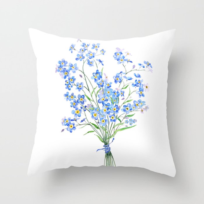 blue forget me not bouquet 2020 Throw Pillow