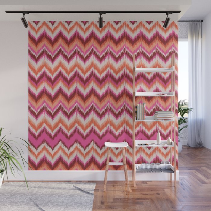 8-Bit Ikat Pattern – Pink & Maroon Wall Mural