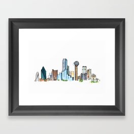 downtown dallas skyline Framed Art Print