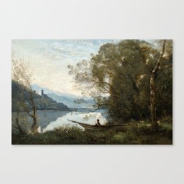 The Moored Boatman by Jean-Baptiste-Camille Corot Canvas Print