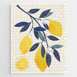 Mediterranean lemon branch pattern Jigsaw Puzzle