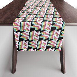 Jazz Trendy Rainbow Text Pattern (Black) Table Runner